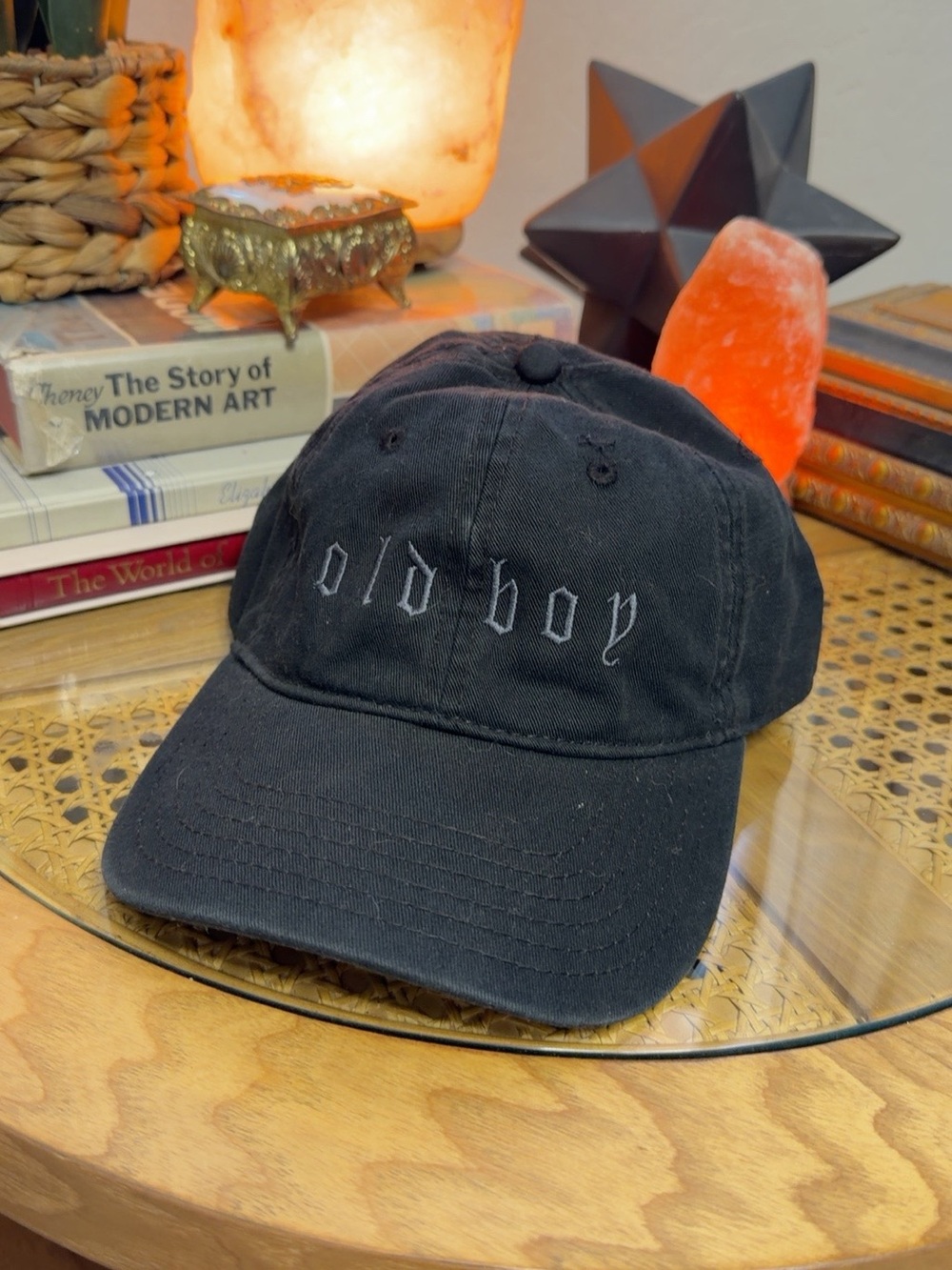 OTTO Old Boy Gothic Embroidered Black Distressed Dad Hat Adjustable
